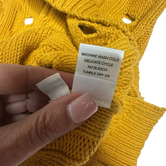 NWOT PLANET by Lauren G Pima Cotton “Moth” VNeck Sweater in mustard one size - Picture 10 of 10